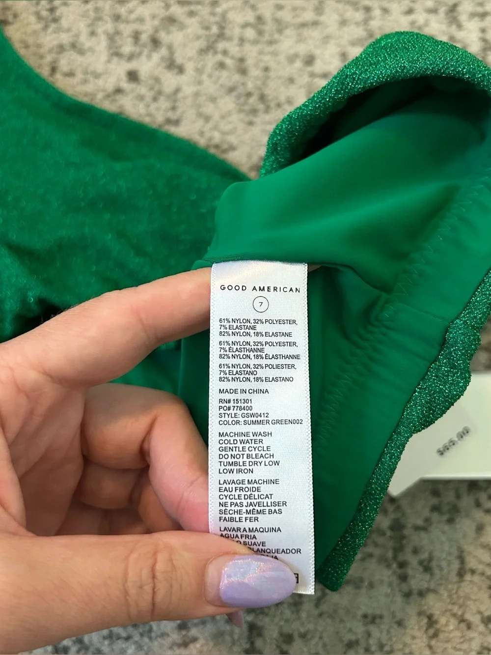 NWT Good American Summer Green Metallic Square Neck Bikini Top Size 4XL